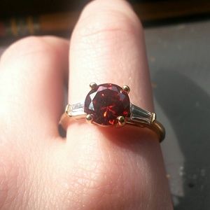 *NWOT* 14k Gold CZ Ruby Diamond Engagement Ring